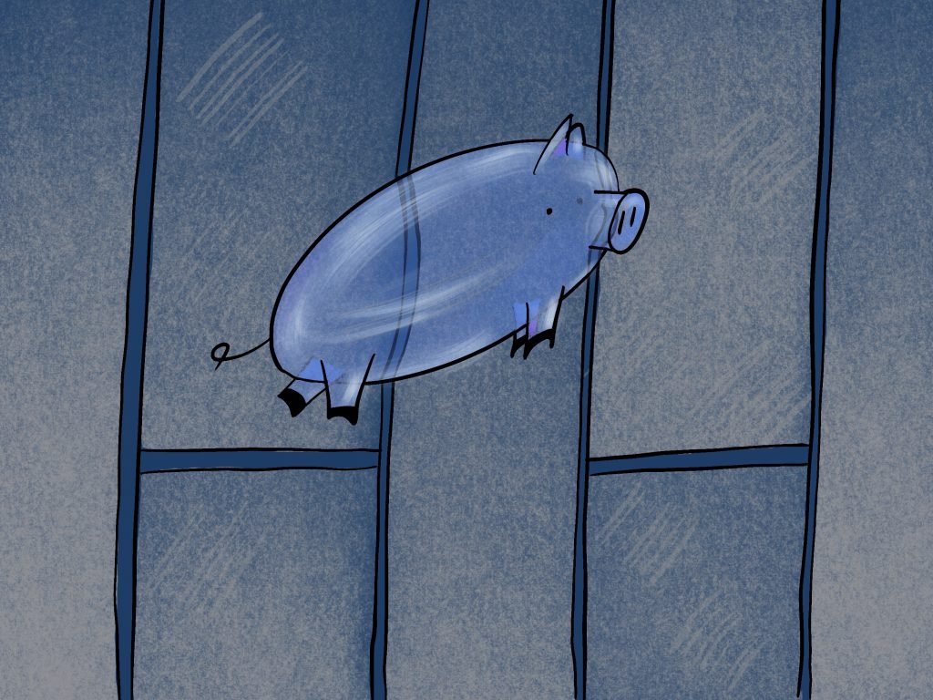 Pig Print - Crystalline Pig Above Wall Street **FREE**