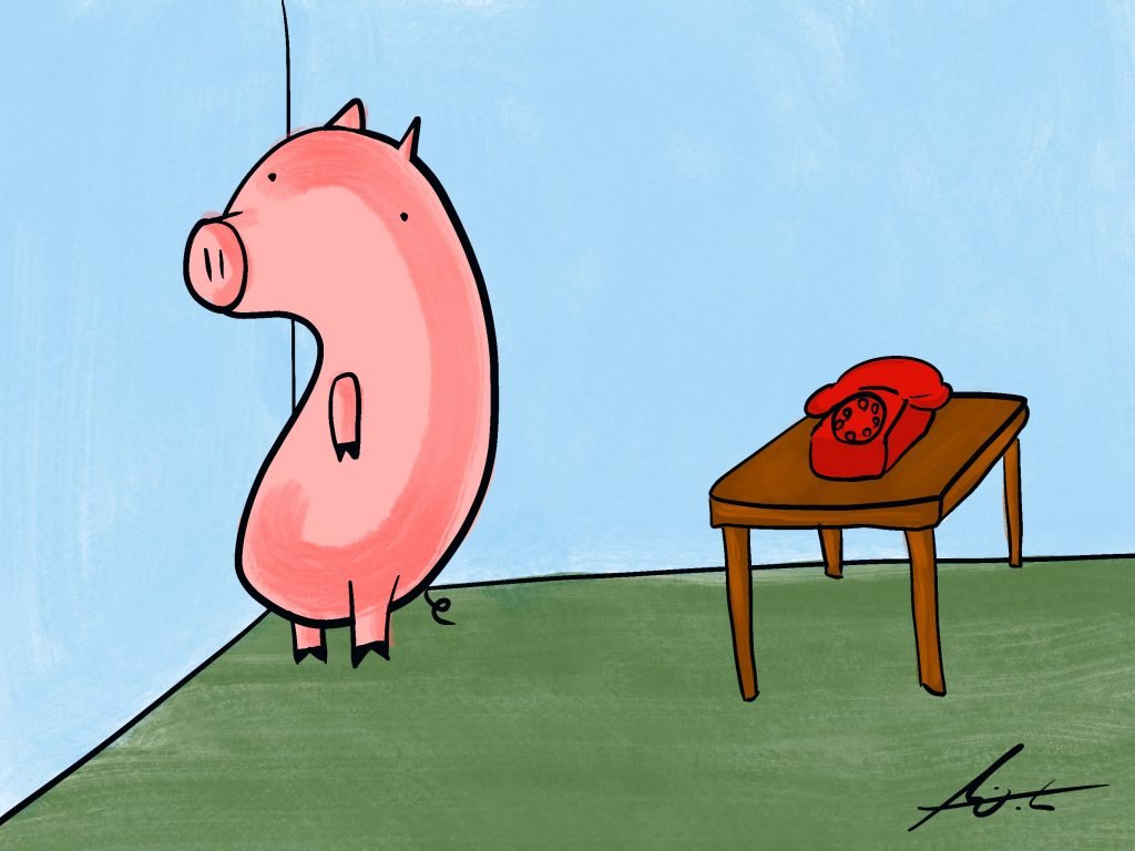 Pig Print - Ignoring a Phone Call **FREE**