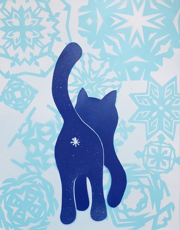 Cat Print - Christmass Snowflakes