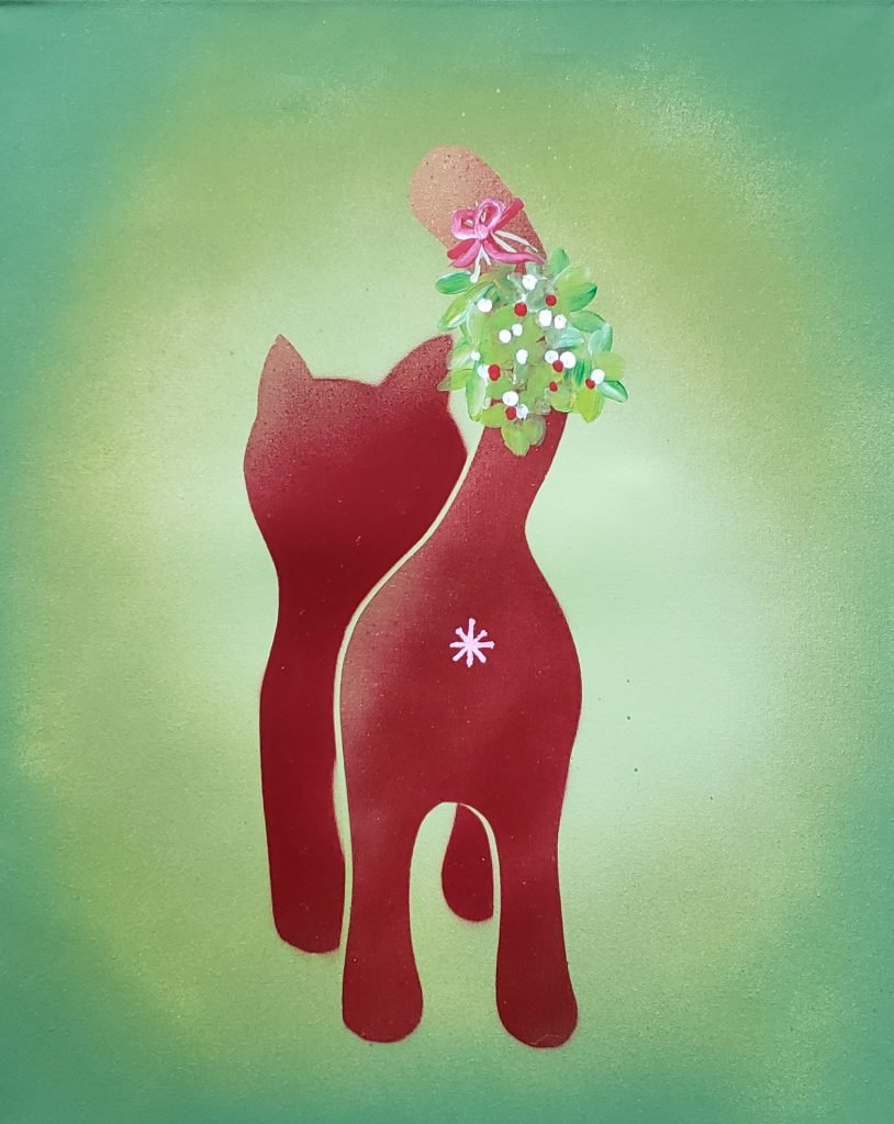 Cat Print - Christmass Mistletoe