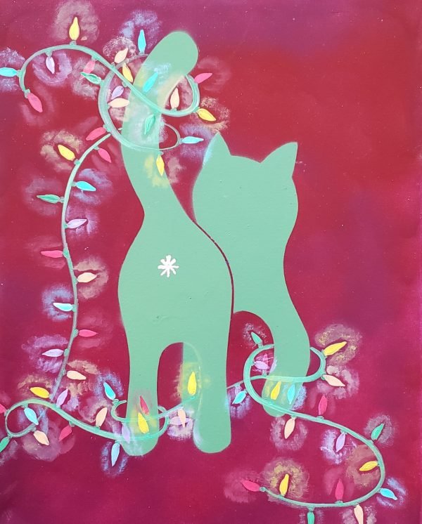 Cat Print - Christmass Lights