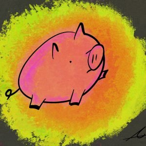 Pig Print - Sun Worship Cave Painting
