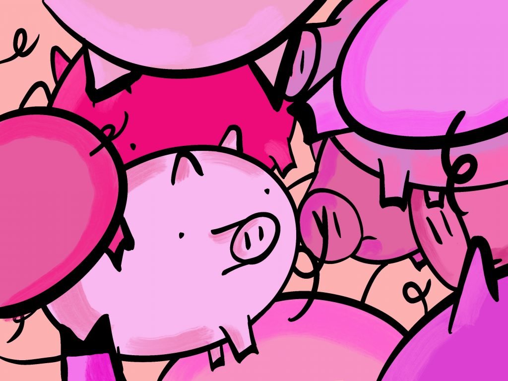 Pig Print - Lost in the Crowd