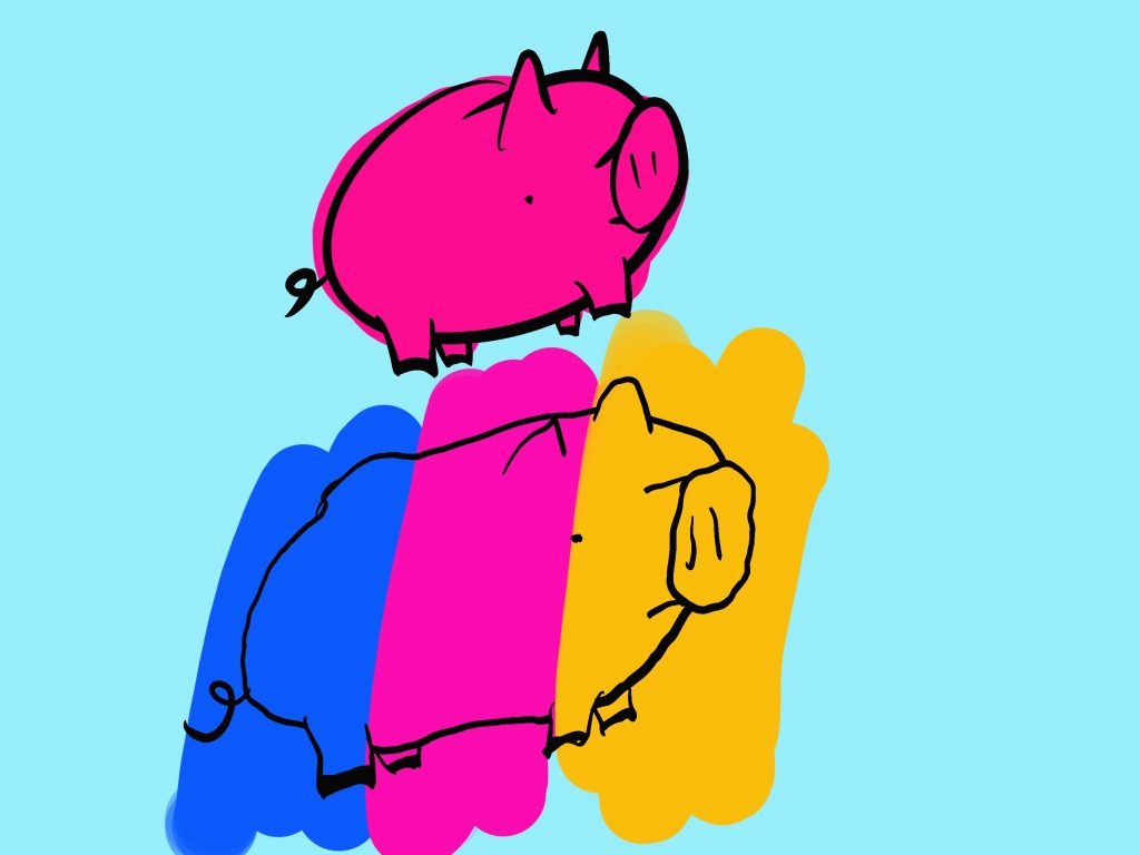 Pig Print - Colorful Reflecting